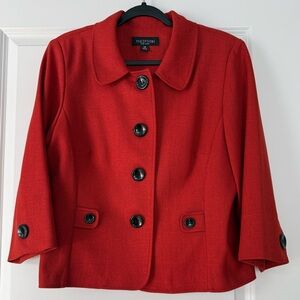 Perceptions Red Cropped Button-Front Blazer